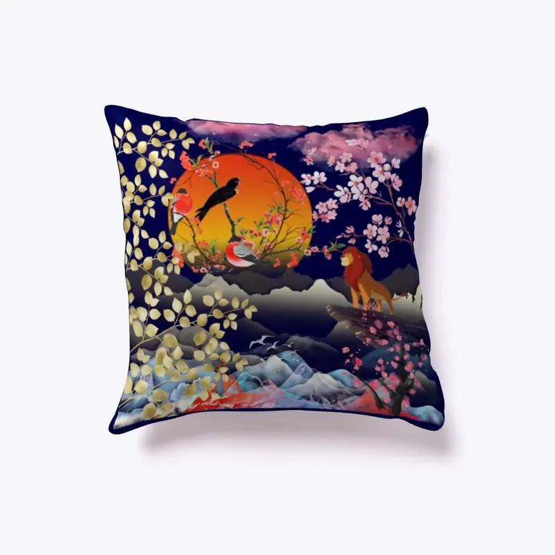 Lion and The Sun Home Decor Pillow 