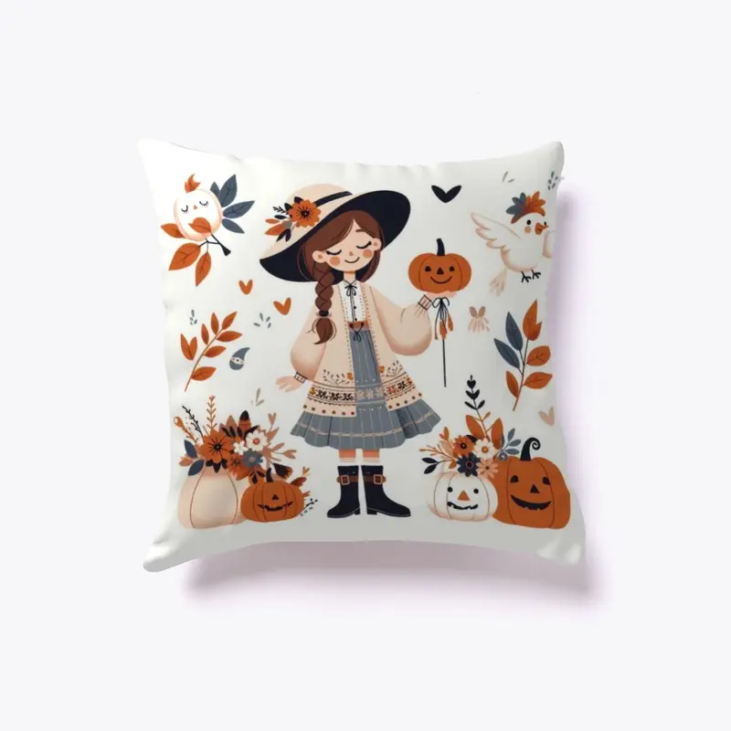 Folk Illustration Home Decor Pillow 